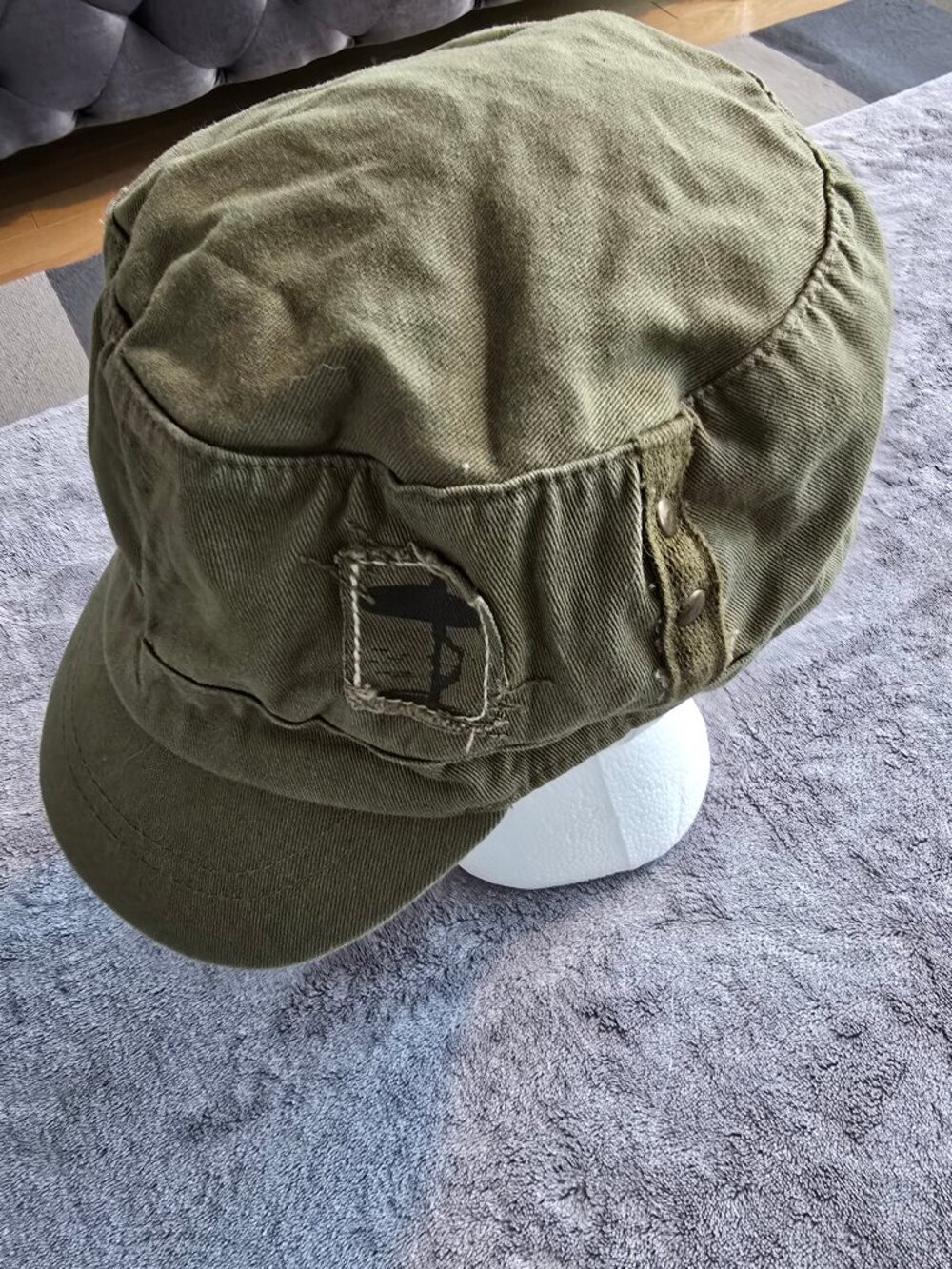 olive green short brim hat kids